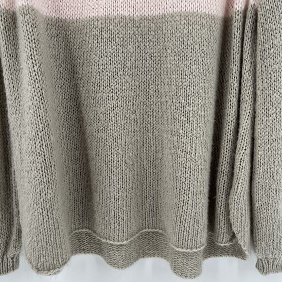 Wooden Ships Pink Gray Colorblock Cowl Neck‎ Wool Blend Sweater Women’s Size M/L - Picture 3 of 8